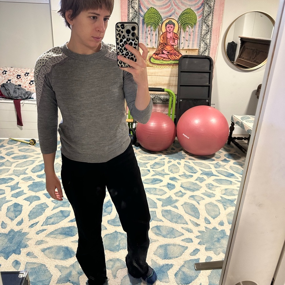 J. Crew Gray Sweatshirt with Patterned Sleeves
